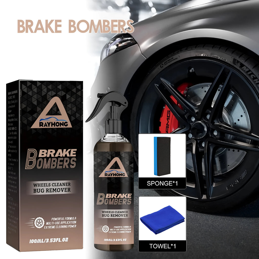 Car brake cleanser bottle with sponge towel for automotive rust removal and polishing