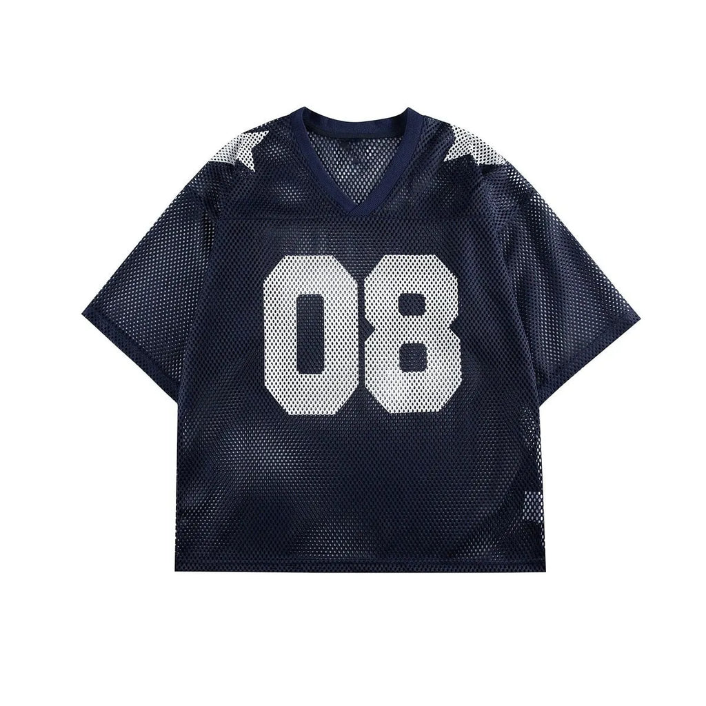 Black loose fit pullover top with white letter pattern and short sleeves