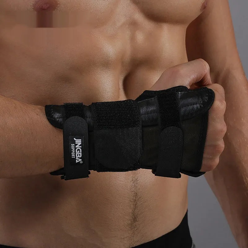 Black contraction-fixed hand protector for wrist sprain support, one size fits all