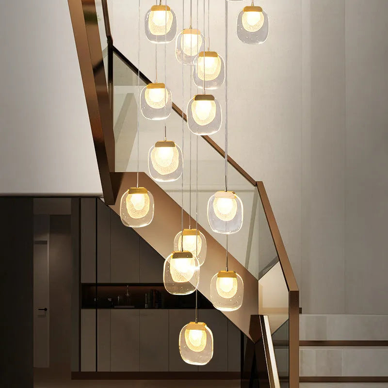 Postmodern crystal chandelier gold 6 heads stainless steel chassis adjustable cable 600mm diameter