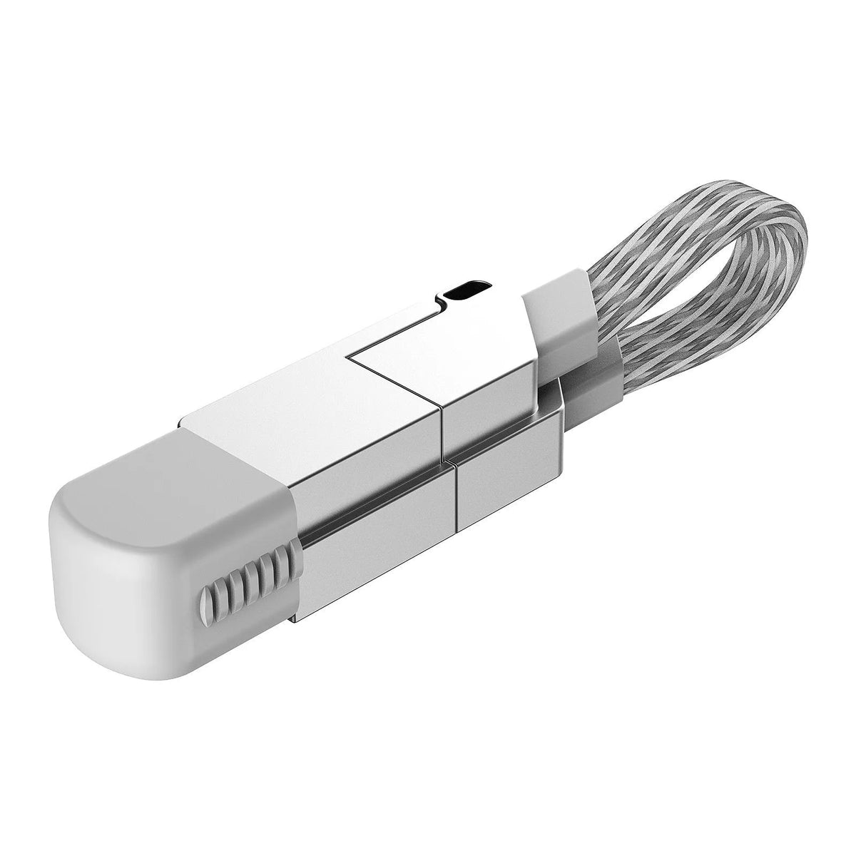 Six-in-one 120W fast charge data cable with zinc alloy connectors in black, showing multiple USB tips