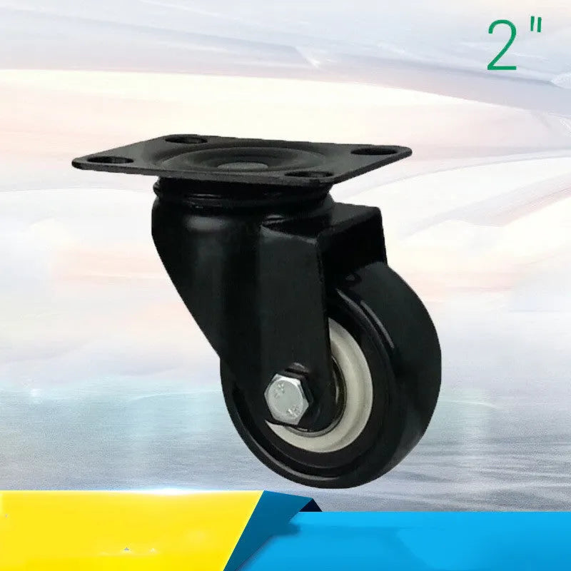 Red double bearing mute universal caster with flat bottom mounting on smooth floor