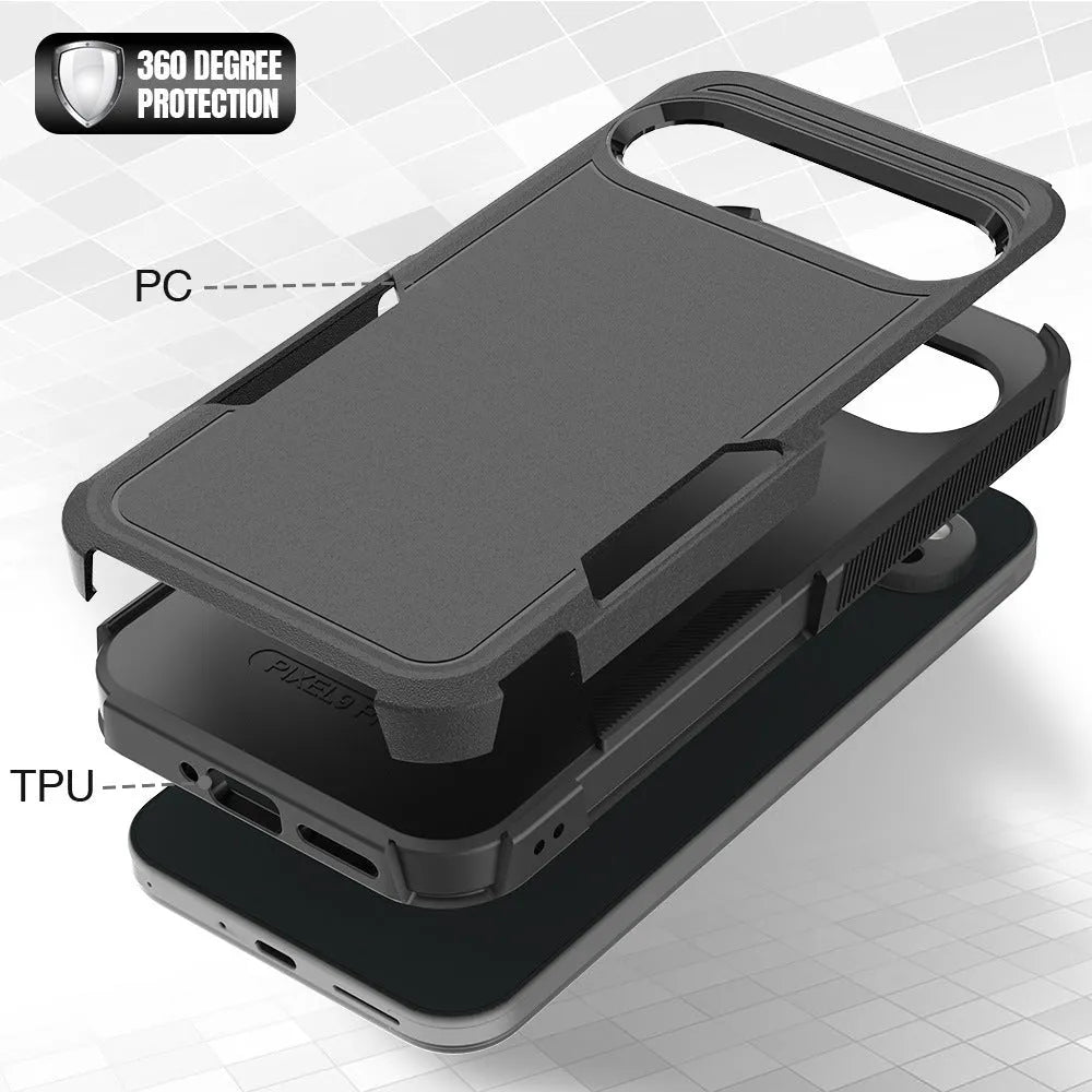 Two-in-one dual-layer TPU and PC phone case for Google Pixel 9 showing Army Green colour with drop protection