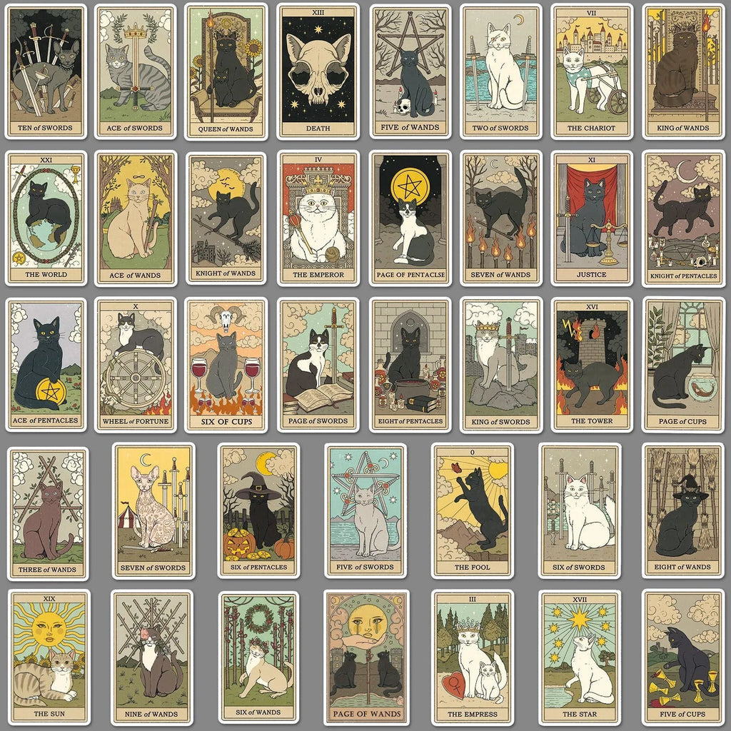 78 tarot card themed waterproof stickers in a cute graffiti style for luggage and laptops