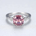925 silver ring with quadrilateral inlaid Morgan stone in light brown, women's geometric jewellery