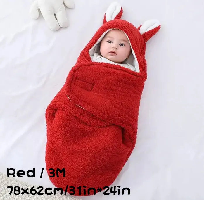 Adjustable baby sleeping bag swaddle blanket in fleece with velcro closure