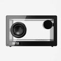 Transparent compact portable wireless Bluetooth speaker with lithium battery in white