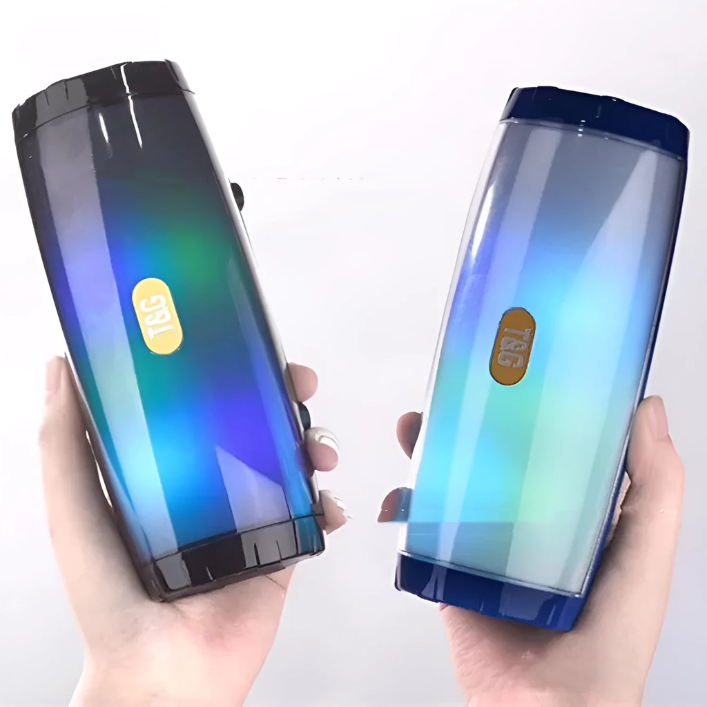Portable Bluetooth speaker with LED coloured light in PU leather case