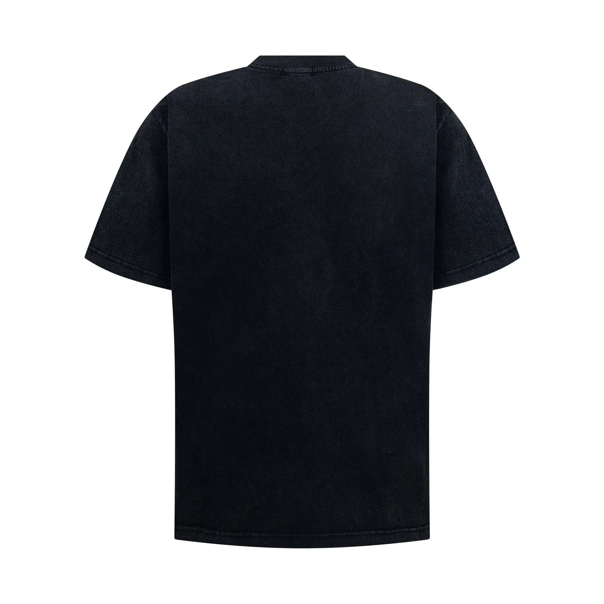 Men's black washed vintage loose fit short sleeve cotton blend T-shirt