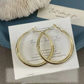 Silver plated geometric circle earrings for women, 5cm diameter, 925 silver needle, electroplated finish