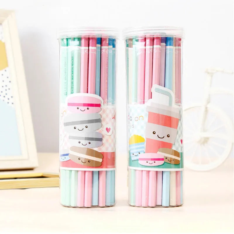 Wooden barrel containing 50 basswood thermal transfer pencils with six-angle design