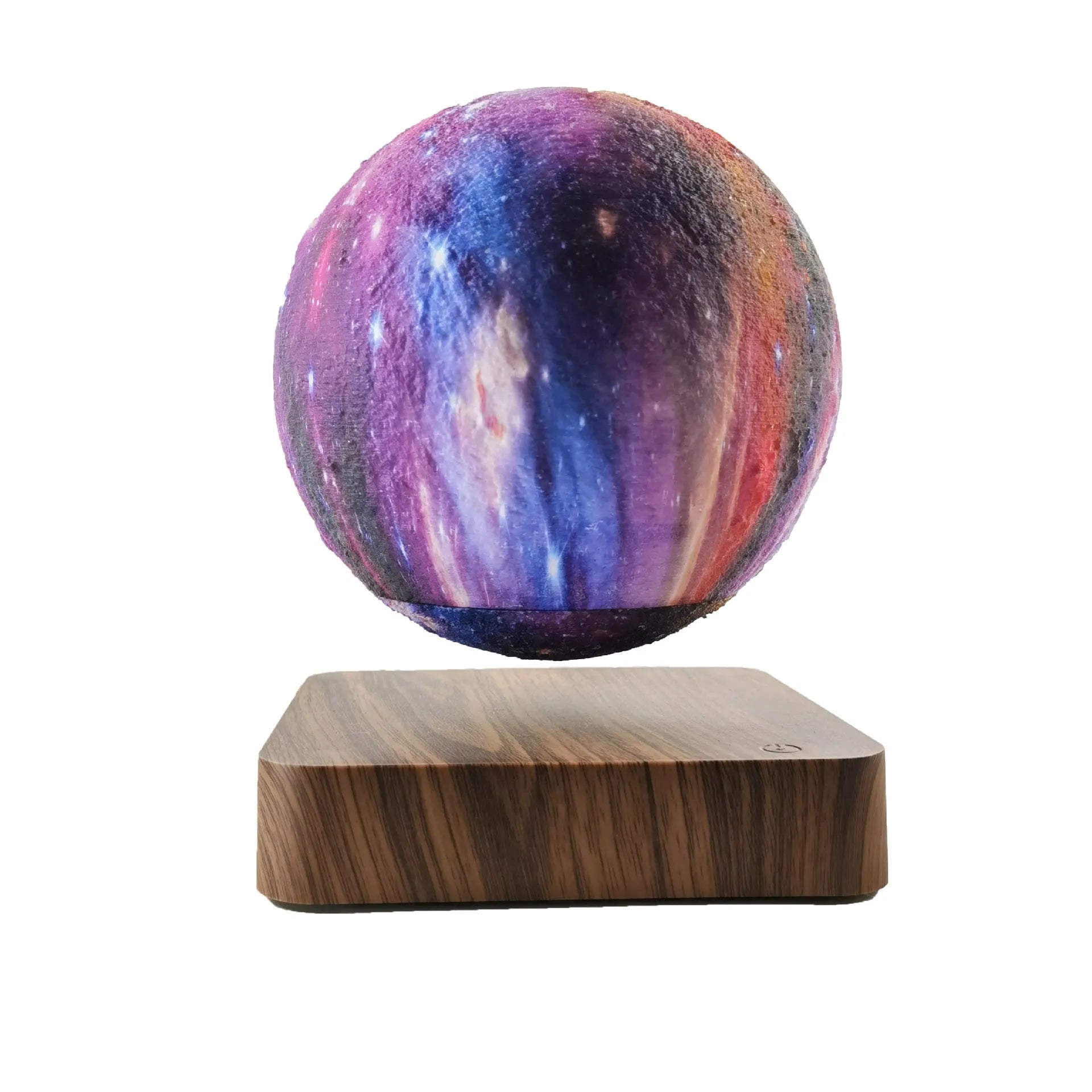 14cm magnetic levitation galaxy moon lamp floating above square walnut colour base