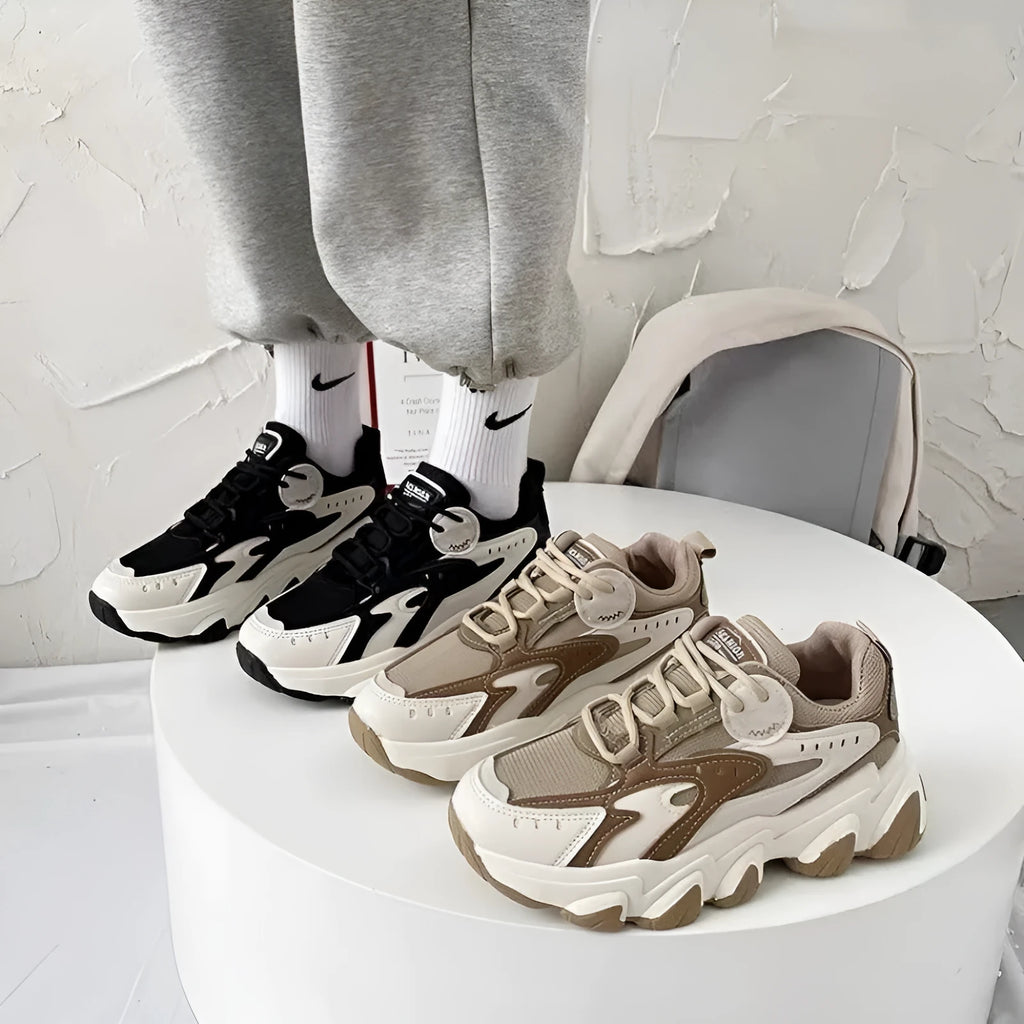 Women's colourblock sneakers in black with cross shoulder strap, mesh upper, super high heel above 8cm