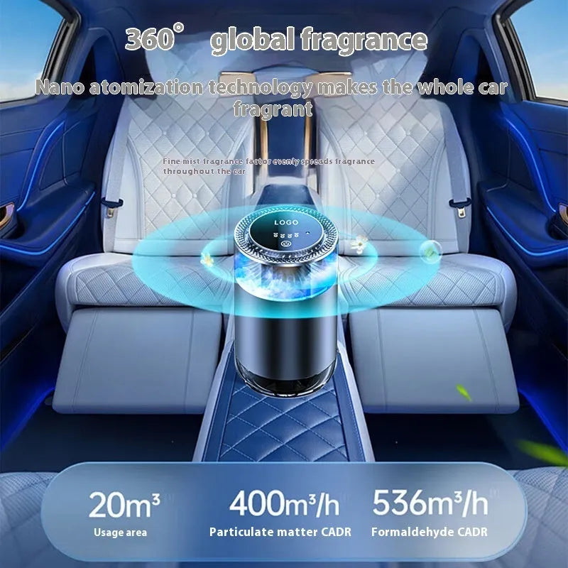 Car aromatherapy diffuser cloud mist air freshener with rechargeable battery and intelligent mode for RVs trucks sedans
