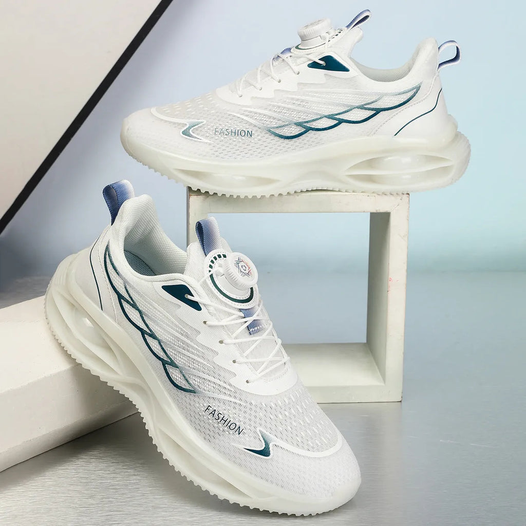 Casual running shoes with mesh upper and rubber sole in three colour options