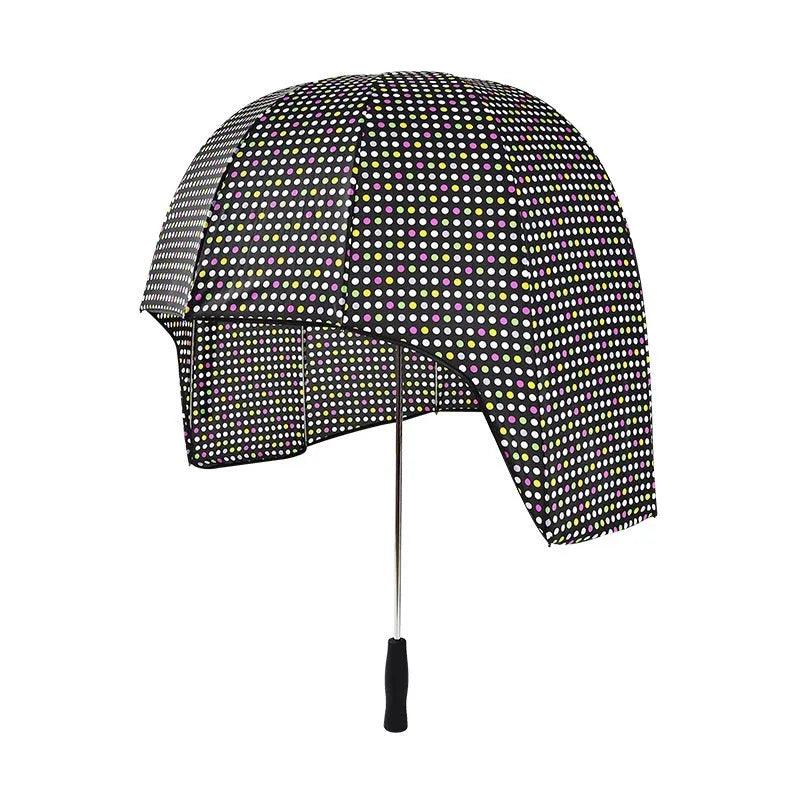 76cm helmet umbrella with long handle and vinyl-laminated canopy in blue colour option