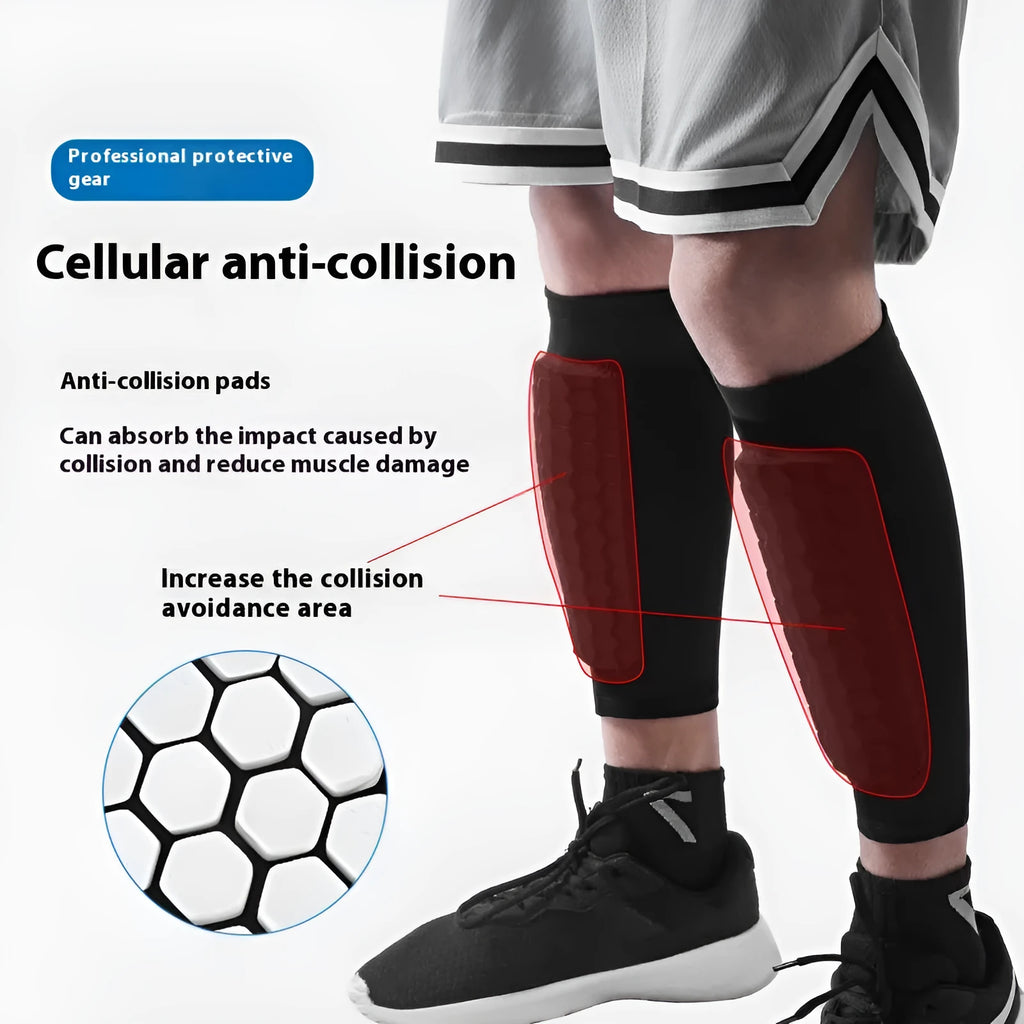 Anti-collision polyester outdoor sports leg warmer in black for running and cycling