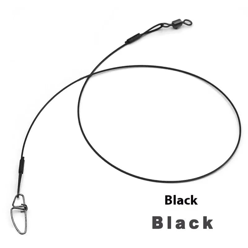 Steel wire fishing leader with double buckle pin, 54cm long, in red colour