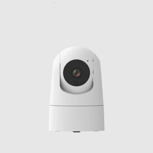 White indoor PTZ security camera on a stand with a 3.6mm lens for 1080p HD monitoring.