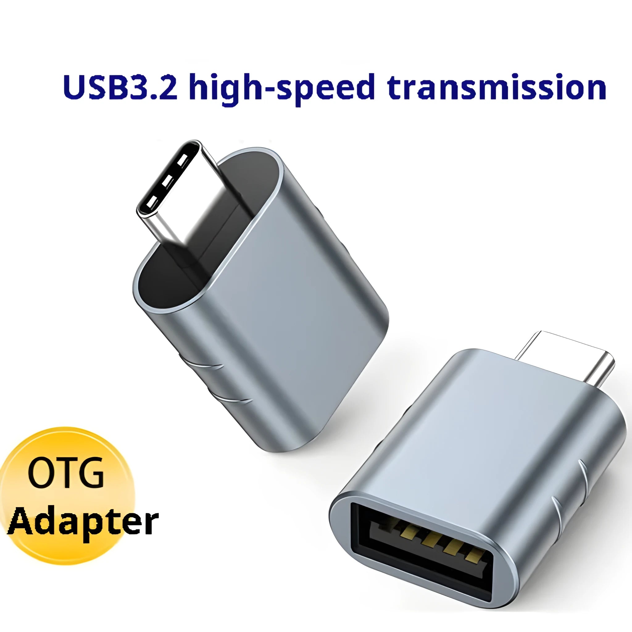 Metallic USB data and charging converter adapter with zinc alloy shell in various colour options.