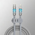 Full Power Fast Charging Liquid Silicone Luminescent Data Cable 1.5m in Silver Grey with indicator light and Lightning connector