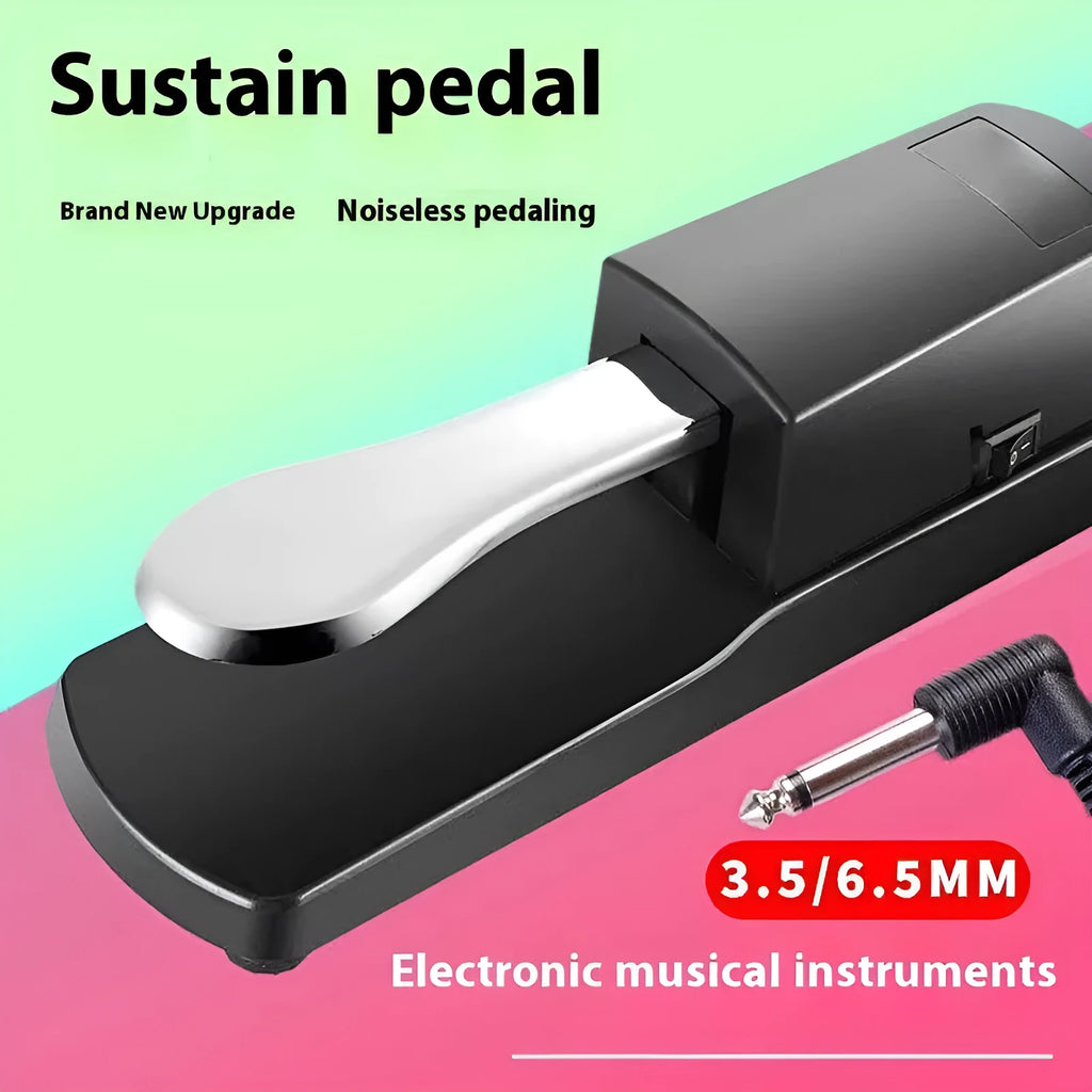 MIDI keyboard sustain pedal with 6.35mm jack connector and ABS plastic housing