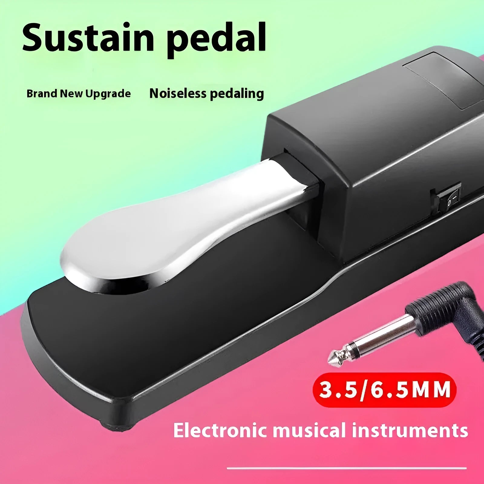 MIDI keyboard sustain pedal with 6.35mm jack connector and ABS plastic housing