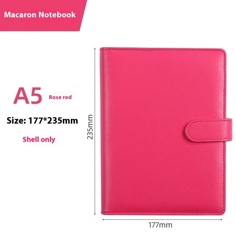 A5 size PU leather zippered notebook binder shell in various solid colours