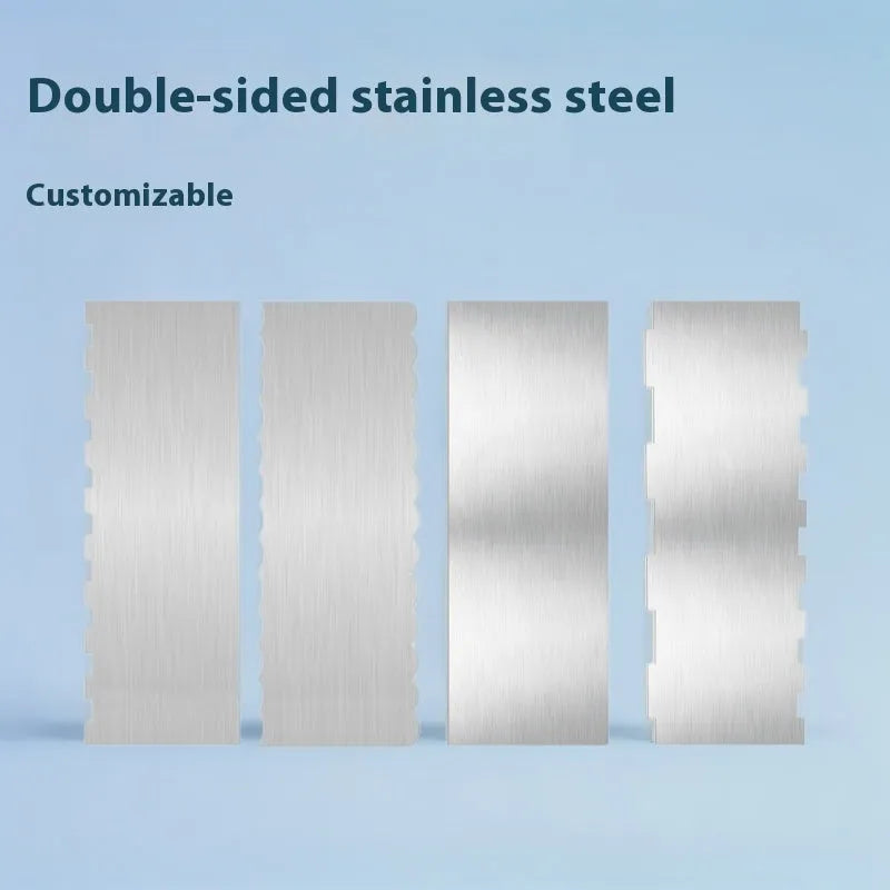 Stainless steel cake decorating scraper with polygonal edge for geometric cream patterns