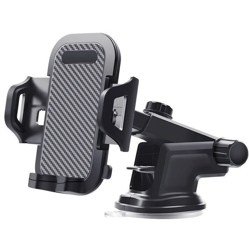Car phone holder adhesive pad on dashboard, holding a smartphone, available in black gold silver