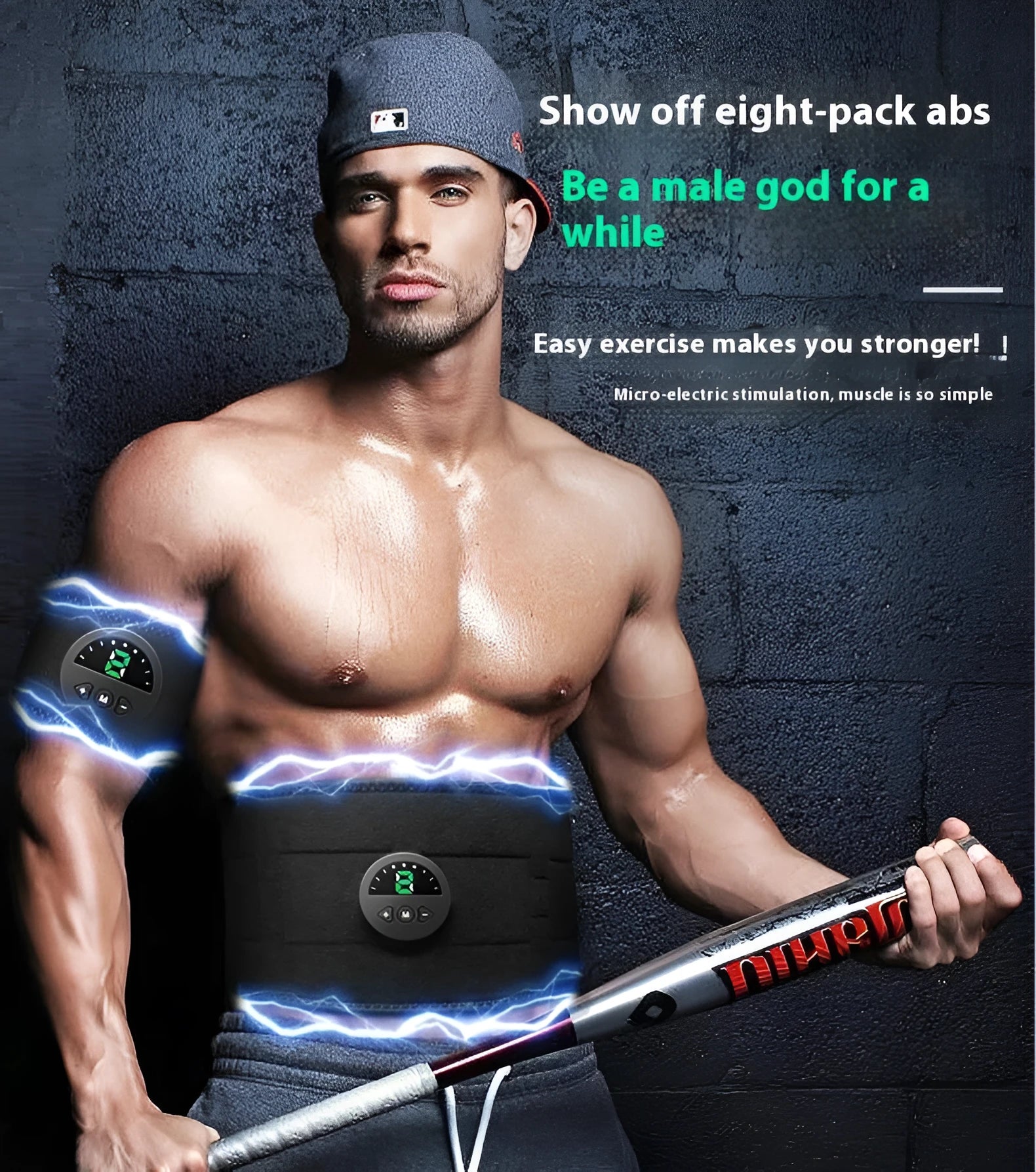 Shaping sweat waist fitness belt with display screen showing 120cm measurement