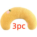 Small white half-donut plush pet pillow for cats and small dogs, 27x17x6cm, with quilted faux fur.
