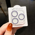 Tempered glass iPhone lens protector with integrated rhinestone glitter design in multiple colours