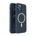 Magnetic silicone phone case for iPhone 12 and 13 in matte black, shown as a PC and TPU back cover