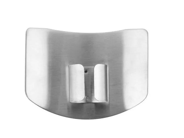 Stainless steel finger guard for kitchen safety shown in single and double finger sizes.