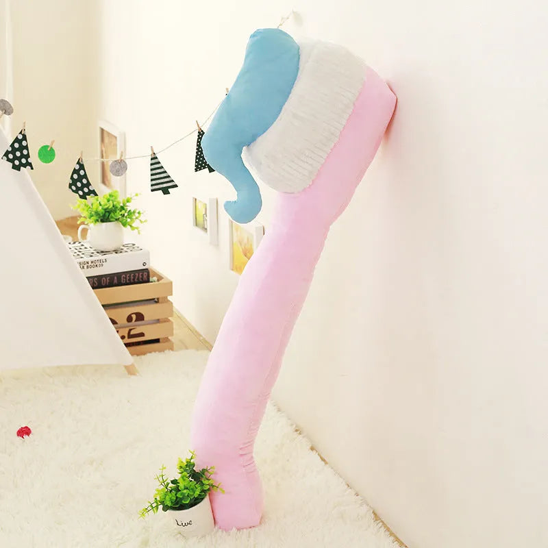 Cartoon toothbrush pillow plush toy photo prop in green yellow pink blue 90cm height