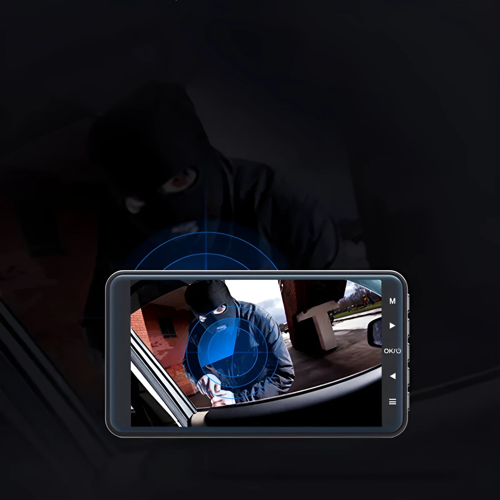4-inch touch screen adhesive dashcam with dual lens for car security