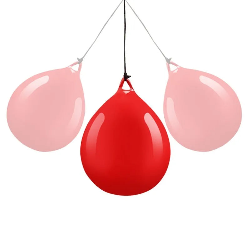 Red water filled PVC boxing reaction ball with hook rope attachment for martial arts training