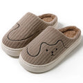 Striped cat slippers plush upper rubber sole non-slip indoor house shoes