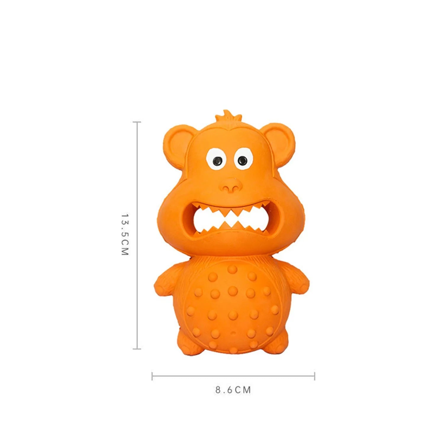 Green or yellow thick natural rubber squeaky dog toy for large breed aggressive chewers.