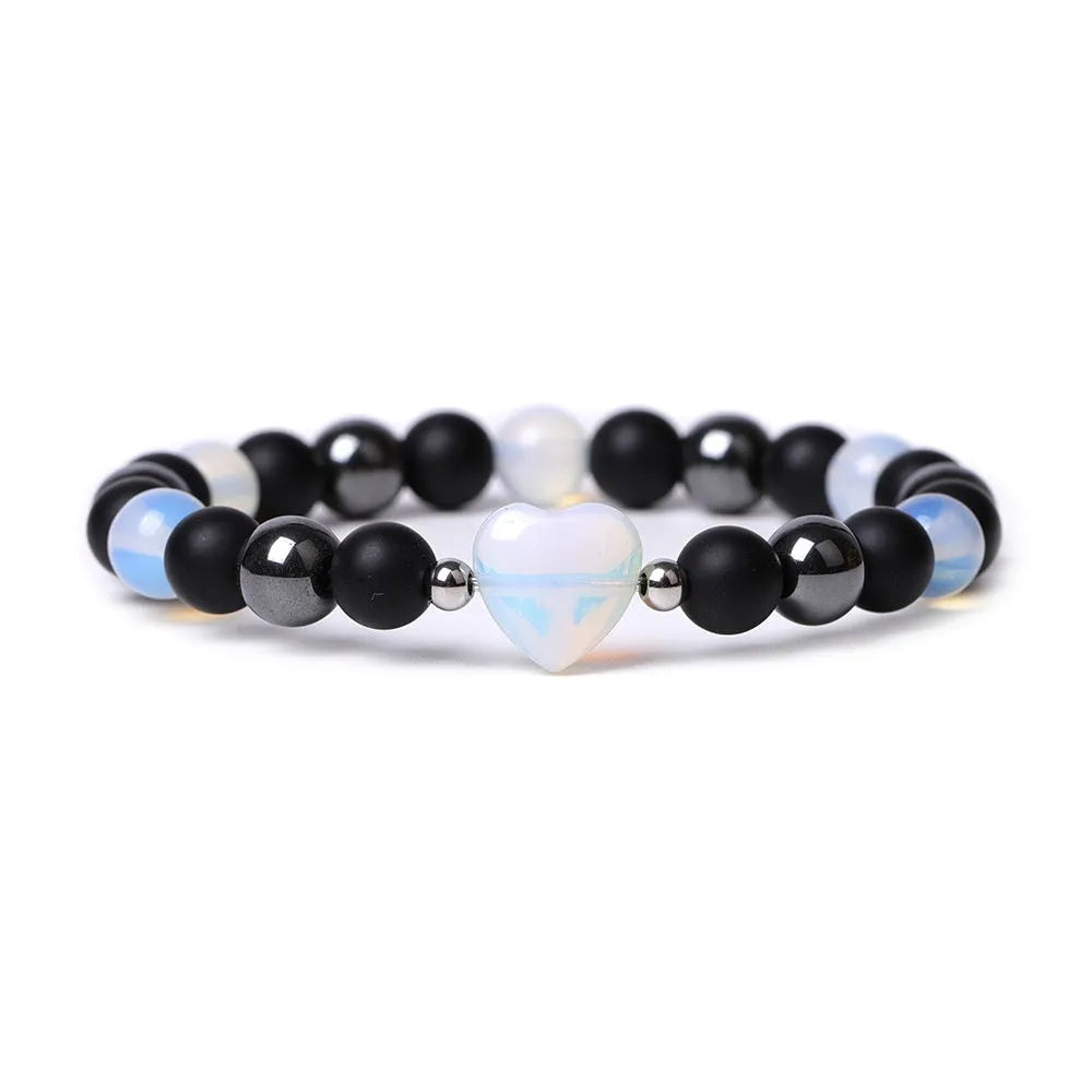 Lvdongling tigereye peach heart bracelet with hand-cut geometric charm and astrology symbols