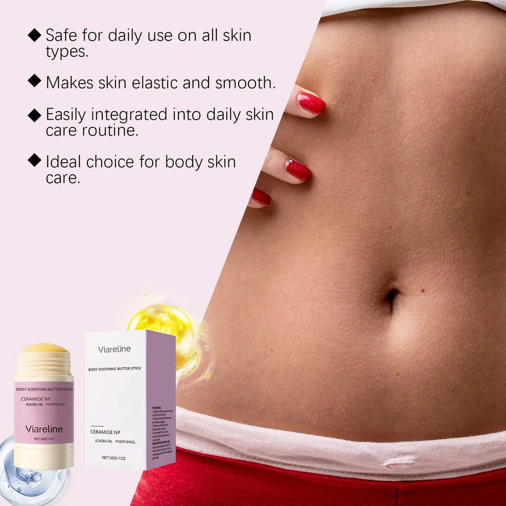 Anti-wrinkle firming body soothing stick with 30g capacity containing ceramide and botanical oils
