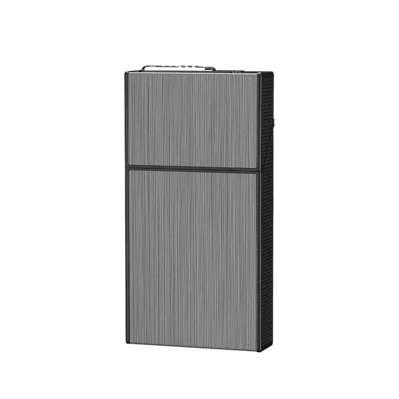 USB rechargeable aluminium cigarette case in black brushed finish with modern simplicity design