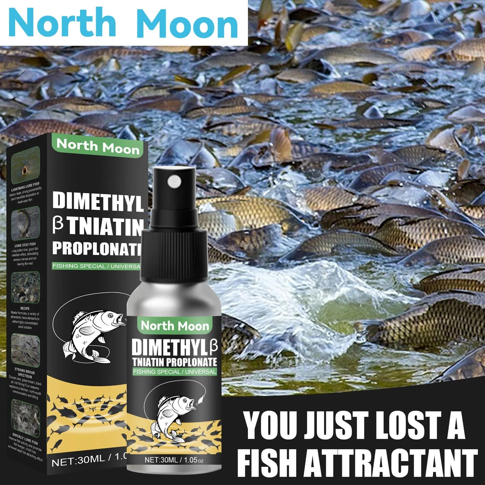 Fish attractant phagostimulant bait additive in 30ml clear liquid bottle for wild fishing angling