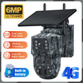 6MP solar surveillance camera with dual screen and solar panel, IP66 waterproof, ceiling mount, black housing