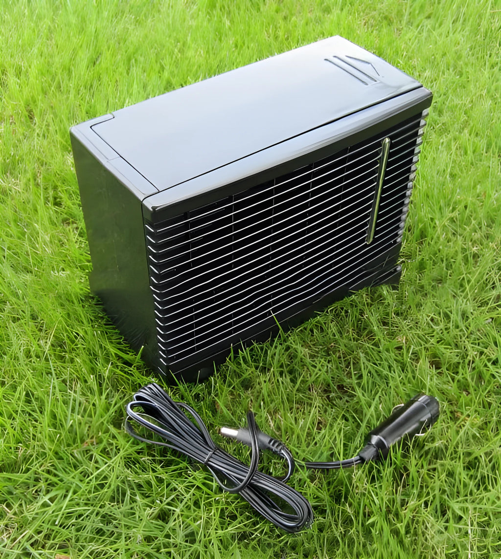 Black PVC 12V car cigarette lighter cooling fan with manual adjustment control