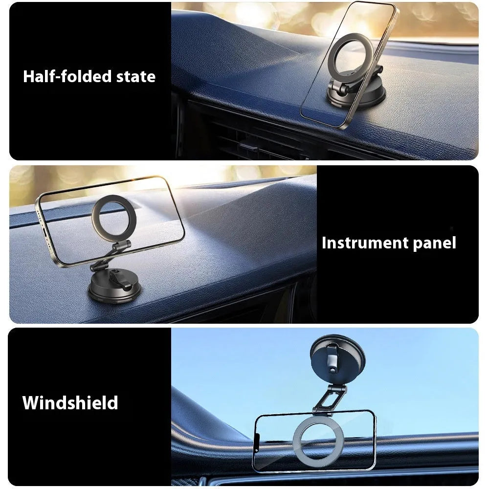 Black H154 magnetic phone holder with suction cup for car mounting