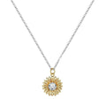 Women's 925 silver sunflower love pendant necklace with geometric daisy details on an adjustable cross chain.