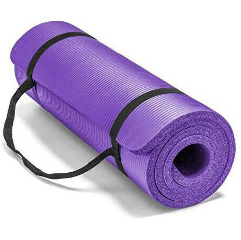 Widened non-slip NBR yoga mat, 183cm x 61cm, 10mm thick, in black, pink or purple
