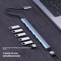Blue 7-in-1 Type-C USB hub docking station with 0.1m cable for notebook computer expansion